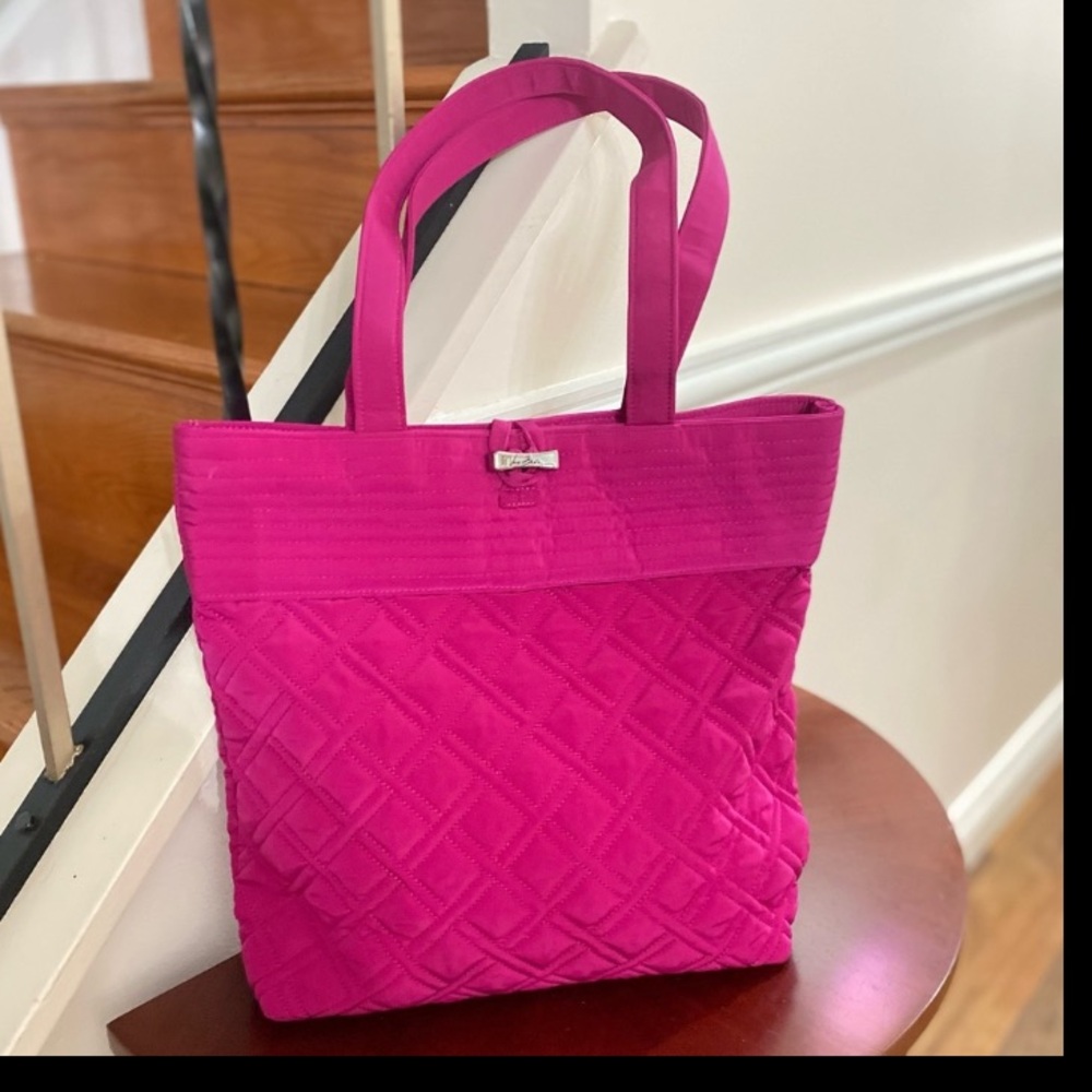 Vera Bradley Fuchsia Quilted Tote Bag with Dual Shoulder Straps